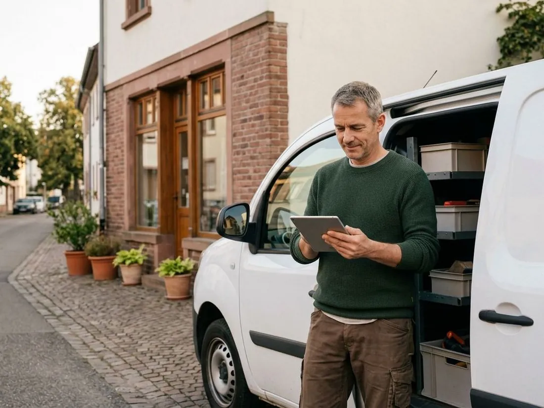 Handwerker am Lieferwagen